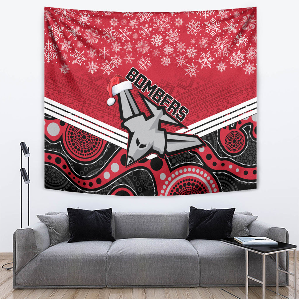 custom-essendon-football-christmas-tapestry-merry-xmas-2023-mix-aboriginal-art