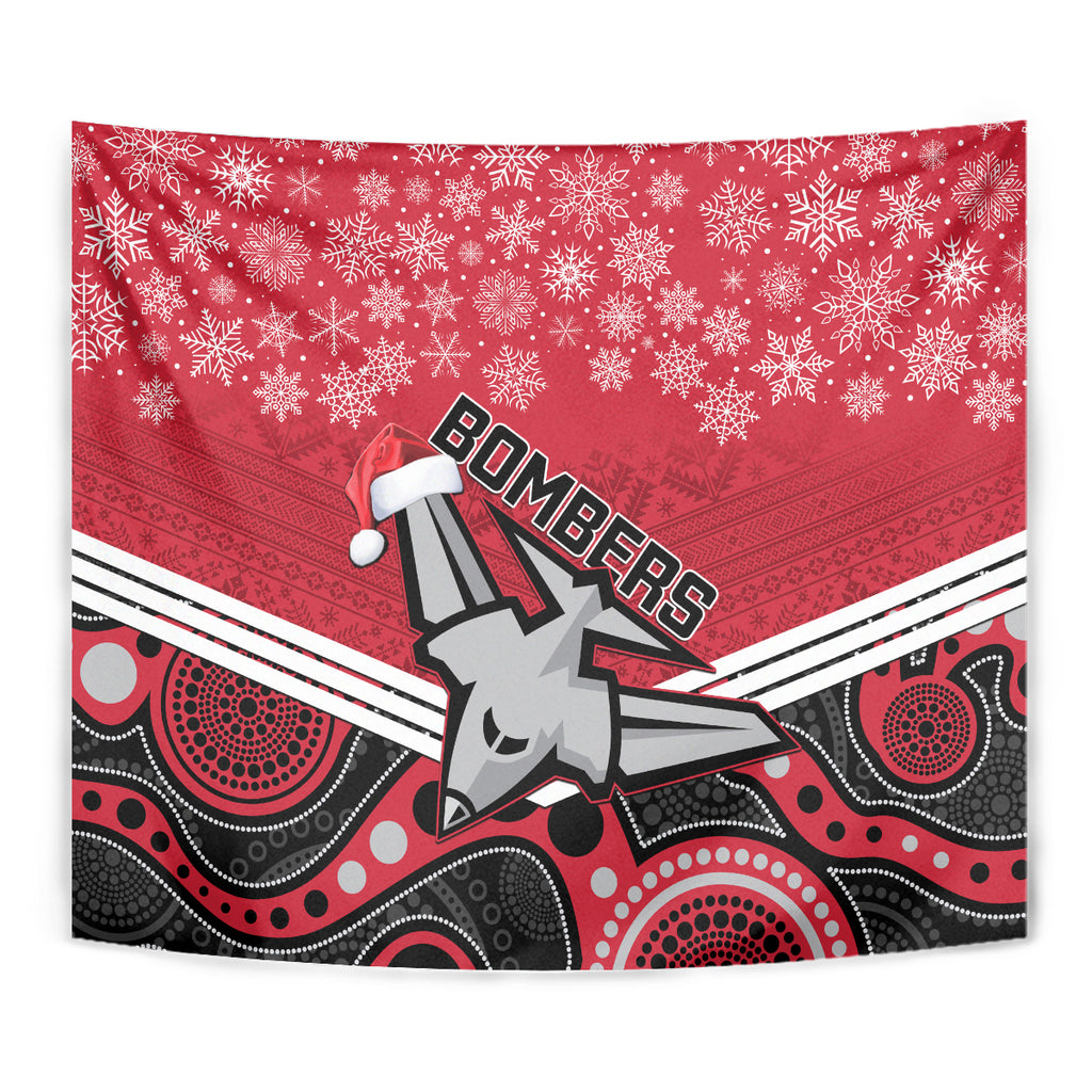 custom-essendon-football-christmas-tapestry-merry-xmas-2023-mix-aboriginal-art