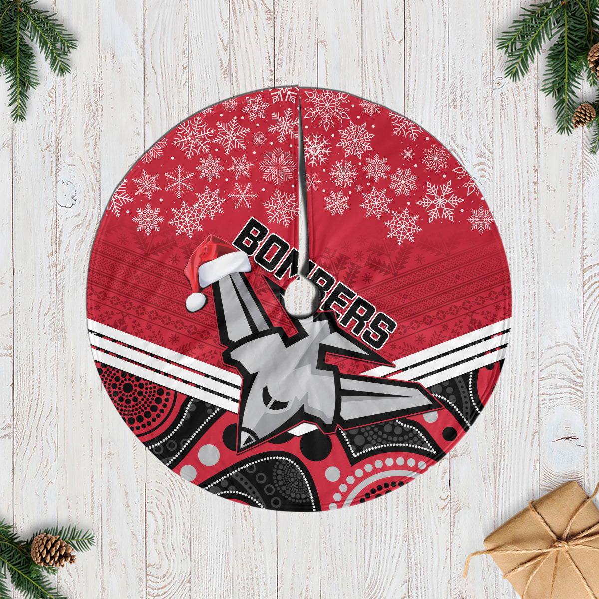 essendon-football-christmas-tree-skirt-merry-xmas-2023-mix-aboriginal-art