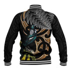 Aotearoa Kowhai Tui Bird Baseball Jacket Maori Ngaru With Silver Fern