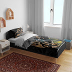 Aotearoa Kowhai Tui Bird Bedding Set Maori Ngaru With Silver Fern