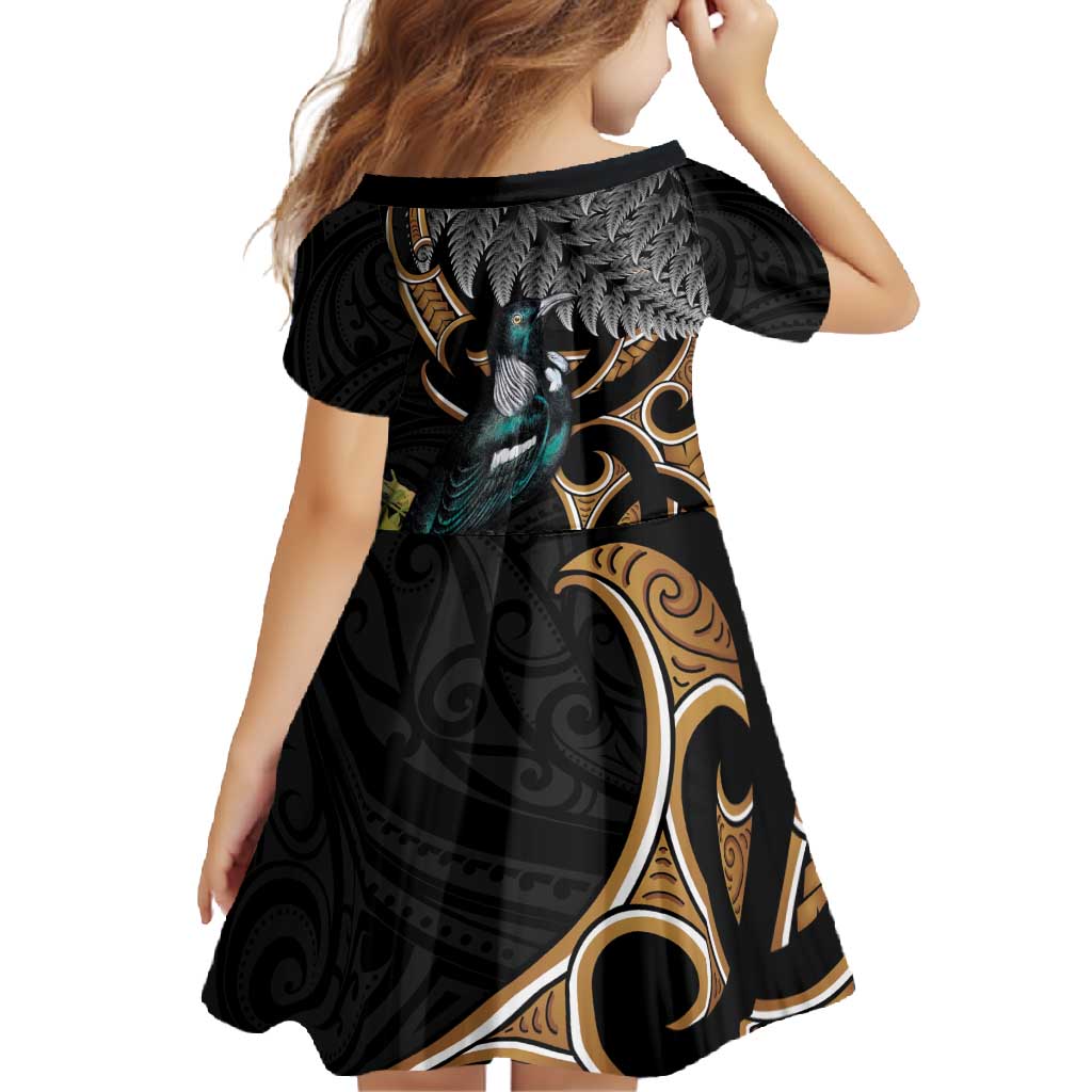 Aotearoa Kowhai Tui Bird Family Matching Long Sleeve Bodycon Dress and Hawaiian Shirt Maori Ngaru With Silver Fern