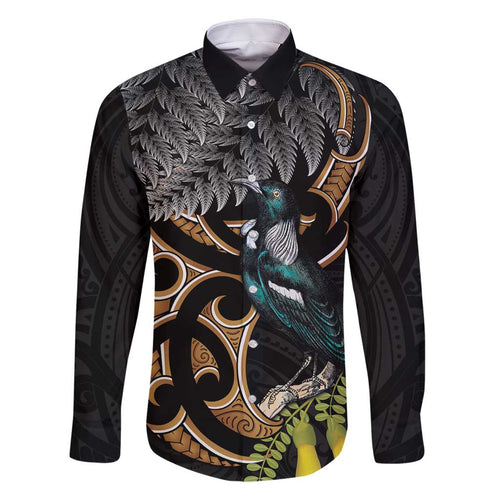 Aotearoa Kowhai Tui Bird Family Matching Off Shoulder Short Dress and Hawaiian Shirt Maori Ngaru With Silver Fern