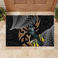 Aotearoa Kowhai Tui Bird Rubber Doormat Maori Ngaru With Silver Fern