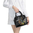 Aotearoa Kowhai Tui Bird Shoulder Handbag Maori Ngaru With Silver Fern
