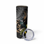 Aotearoa Kowhai Tui Bird Skinny Tumbler Maori Ngaru With Silver Fern