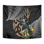 Aotearoa Kowhai Tui Bird Tapestry Maori Ngaru With Silver Fern
