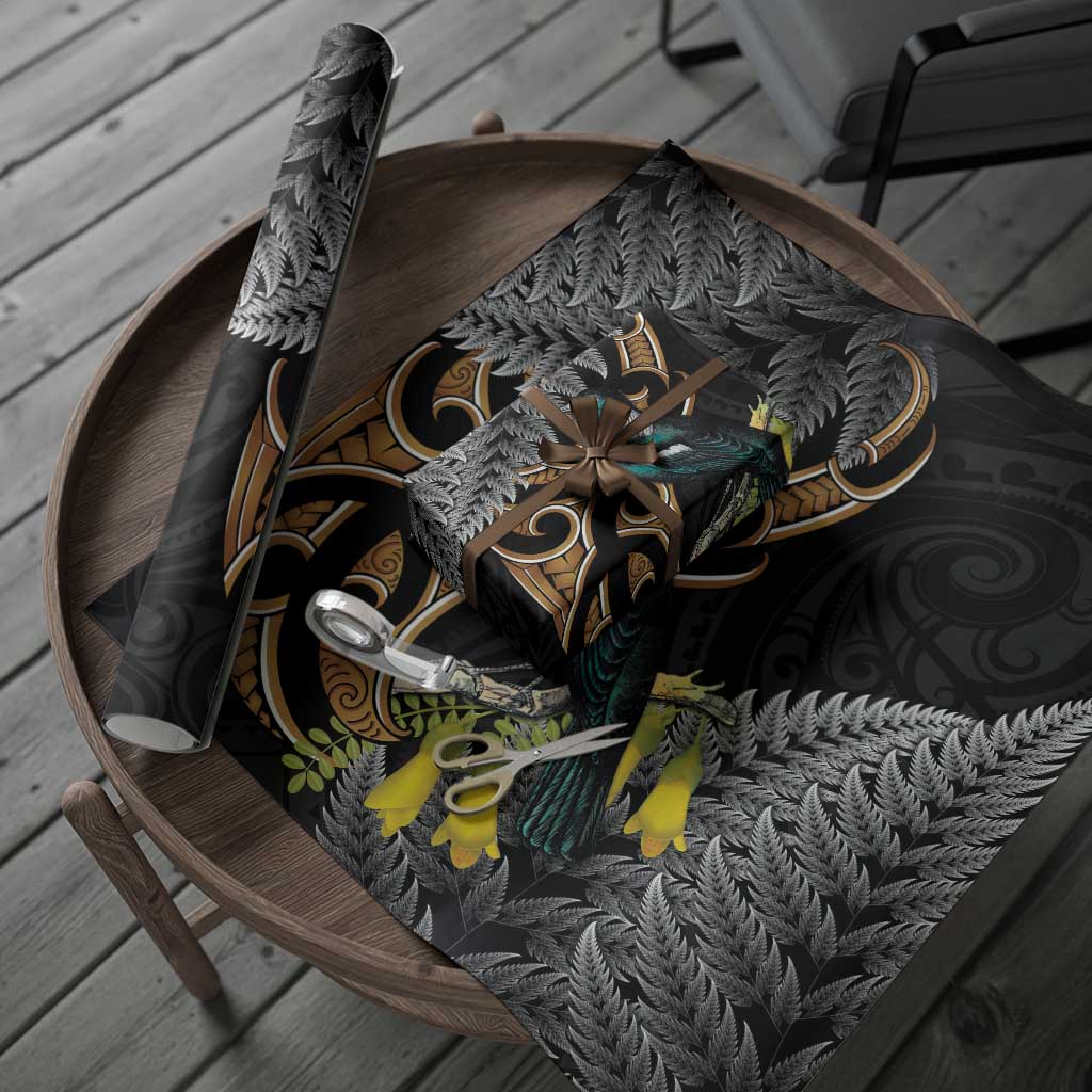 Aotearoa Kowhai Tui Bird Wrapping Paper Maori Ngaru With Silver Fern - Aussie Hoodie