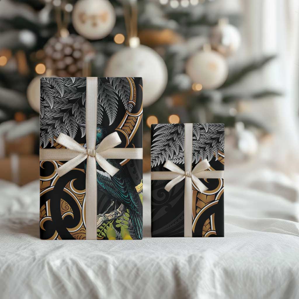 Aotearoa Kowhai Tui Bird Wrapping Paper Maori Ngaru With Silver Fern - Aussie Hoodie