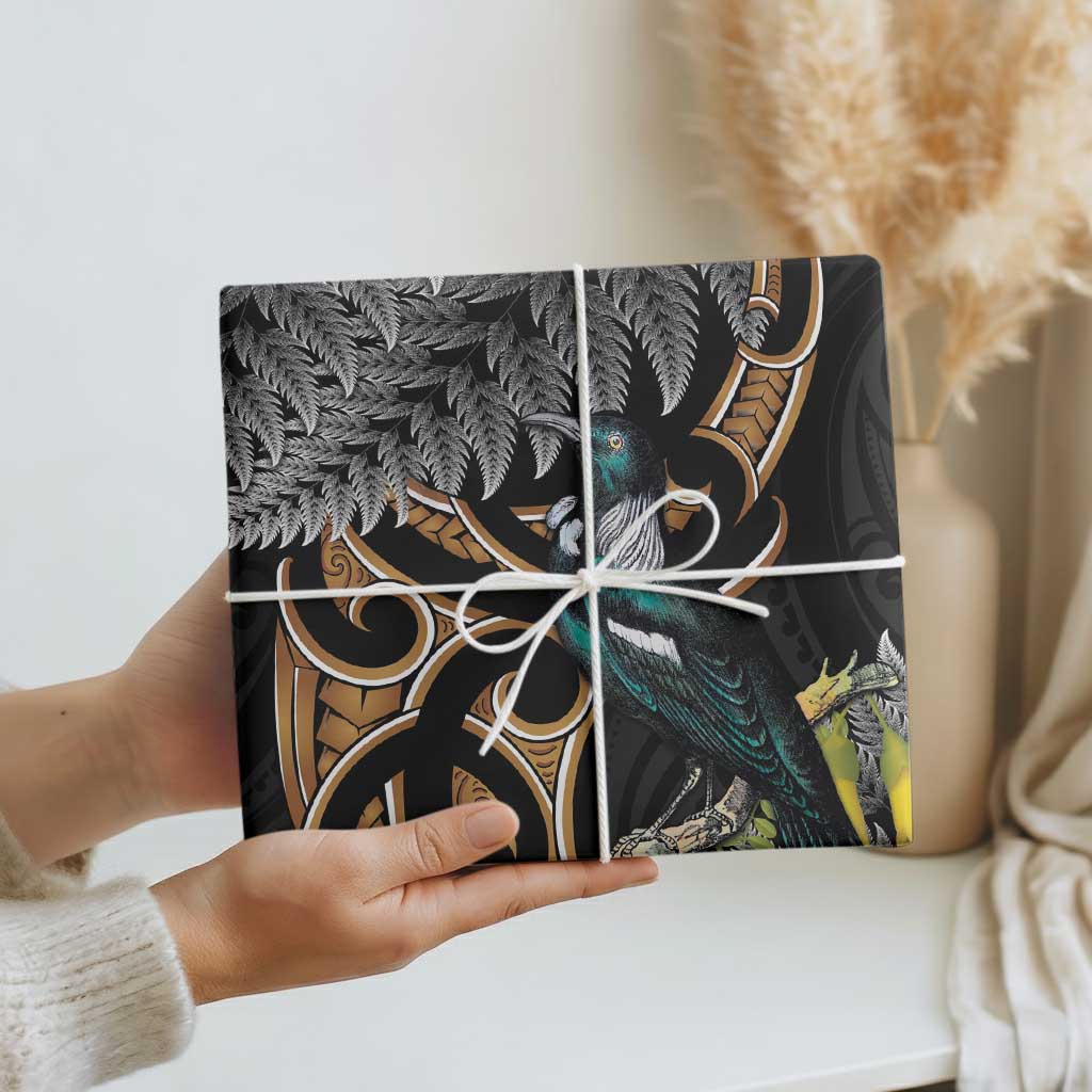 Aotearoa Kowhai Tui Bird Wrapping Paper Maori Ngaru With Silver Fern - Aussie Hoodie