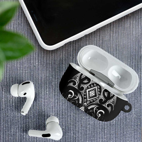 Black Ngaru Taniko With Aotearoa Maori Tattoo AirPods Case - Aussie Hoodie