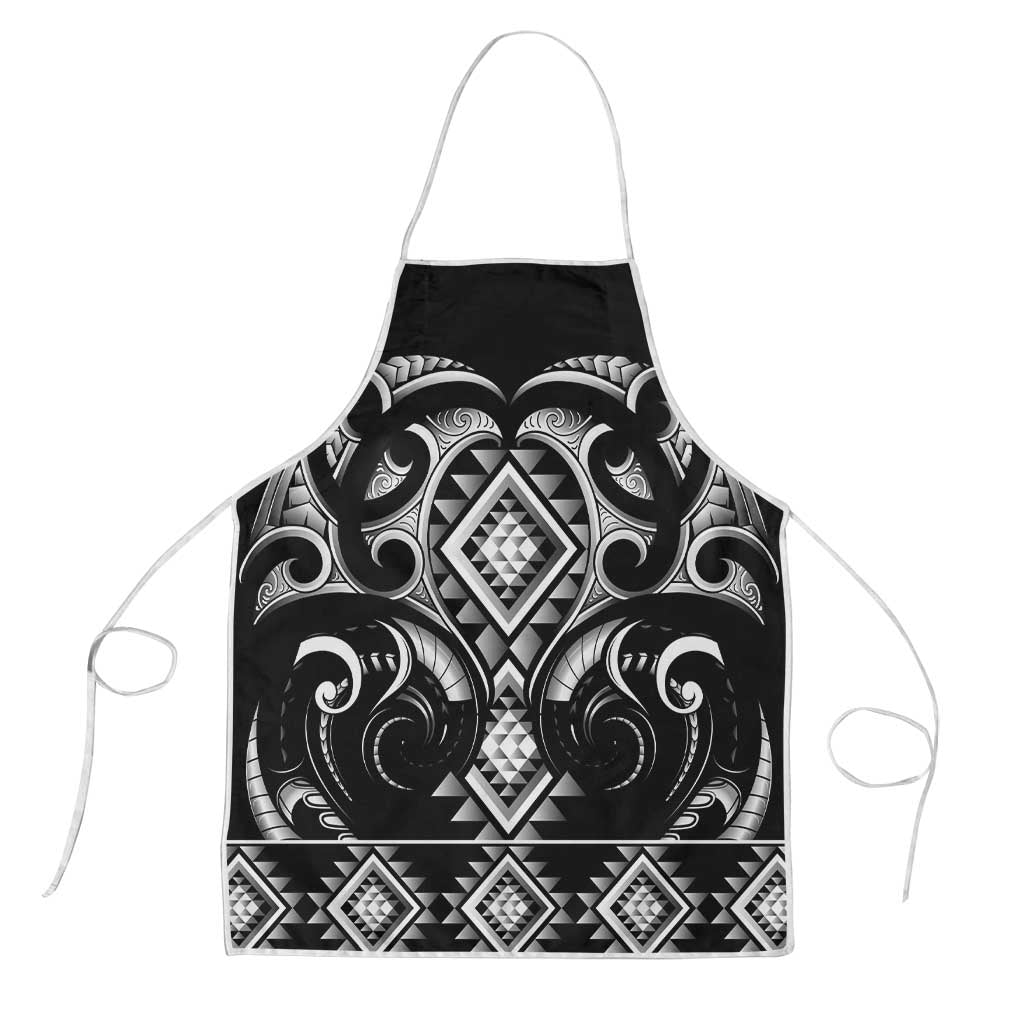 Black Ngaru Taniko With Aotearoa Maori Tattoo Apron - Aussie Hoodie