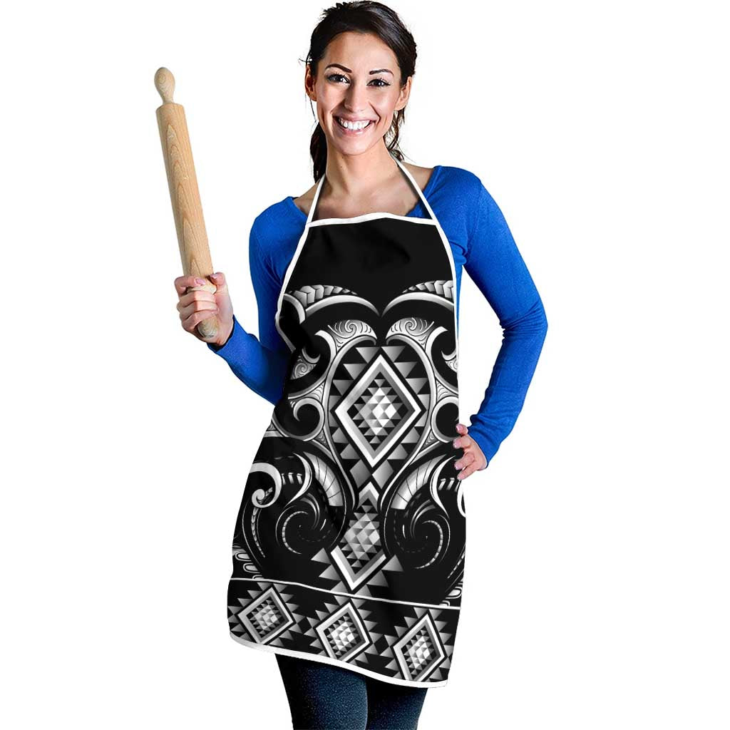 Black Ngaru Taniko With Aotearoa Maori Tattoo Apron - Aussie Hoodie