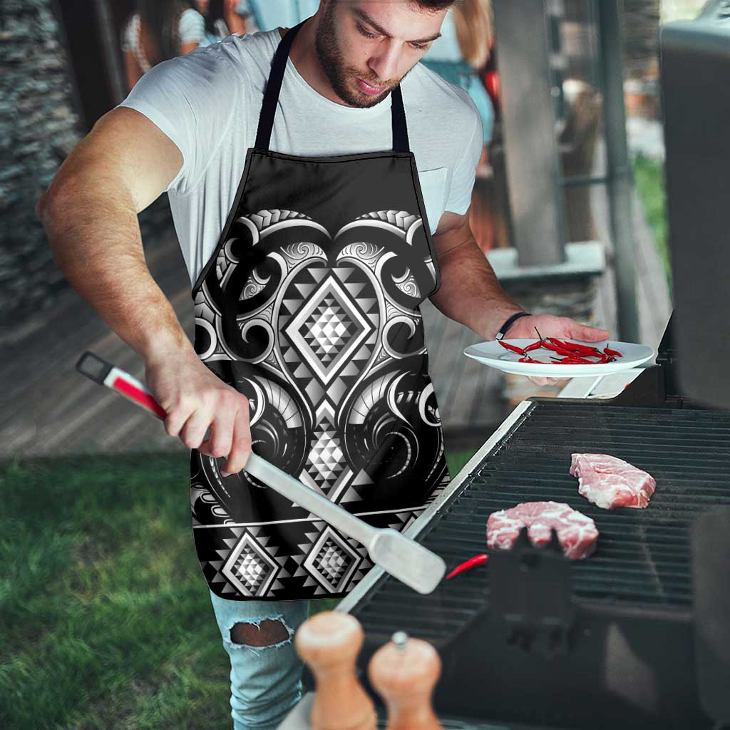 Black Ngaru Taniko With Aotearoa Maori Tattoo Apron - Aussie Hoodie