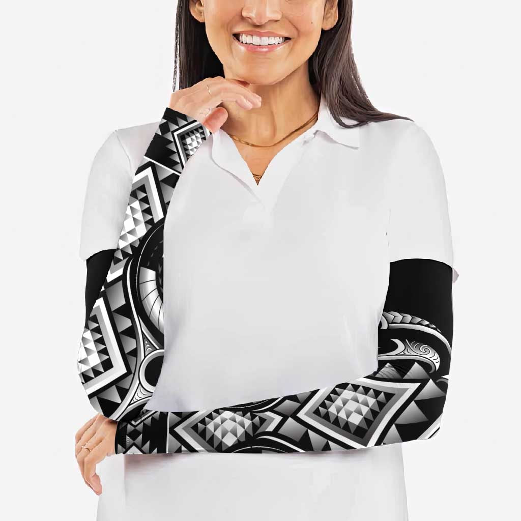 Black Ngaru Taniko With Aotearoa Maori Tattoo Arm Sleeves - Aussie Hoodie
