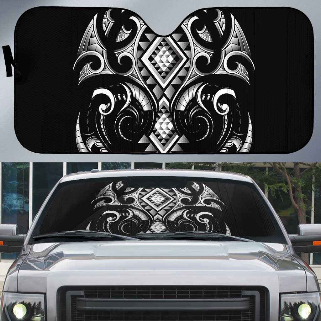 Black Ngaru Taniko With Aotearoa Maori Tattoo Auto Sun Shade - Aussie Hoodie