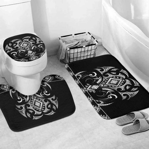 Black Ngaru Taniko With Aotearoa Maori Tattoo Bathroom Set - Aussie Hoodie