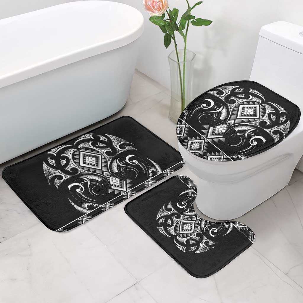Black Ngaru Taniko With Aotearoa Maori Tattoo Bathroom Set - Aussie Hoodie