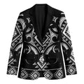 Black Ngaru Taniko With Aotearoa Maori Tattoo Blazer - Aussie Hoodie