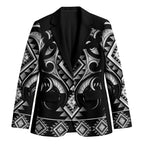Black Ngaru Taniko With Aotearoa Maori Tattoo Blazer - Aussie Hoodie