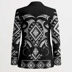 Black Ngaru Taniko With Aotearoa Maori Tattoo Blazer - Aussie Hoodie