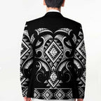 Black Ngaru Taniko With Aotearoa Maori Tattoo Blazer - Aussie Hoodie