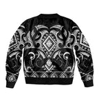 Black Ngaru Taniko With Aotearoa Maori Tattoo Bomber Jacket