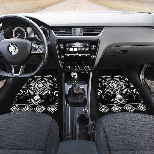 Black Ngaru Taniko With Aotearoa Maori Tattoo Car Mats
