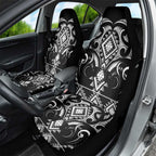 Black Ngaru Taniko With Aotearoa Maori Tattoo Car Seat Cover