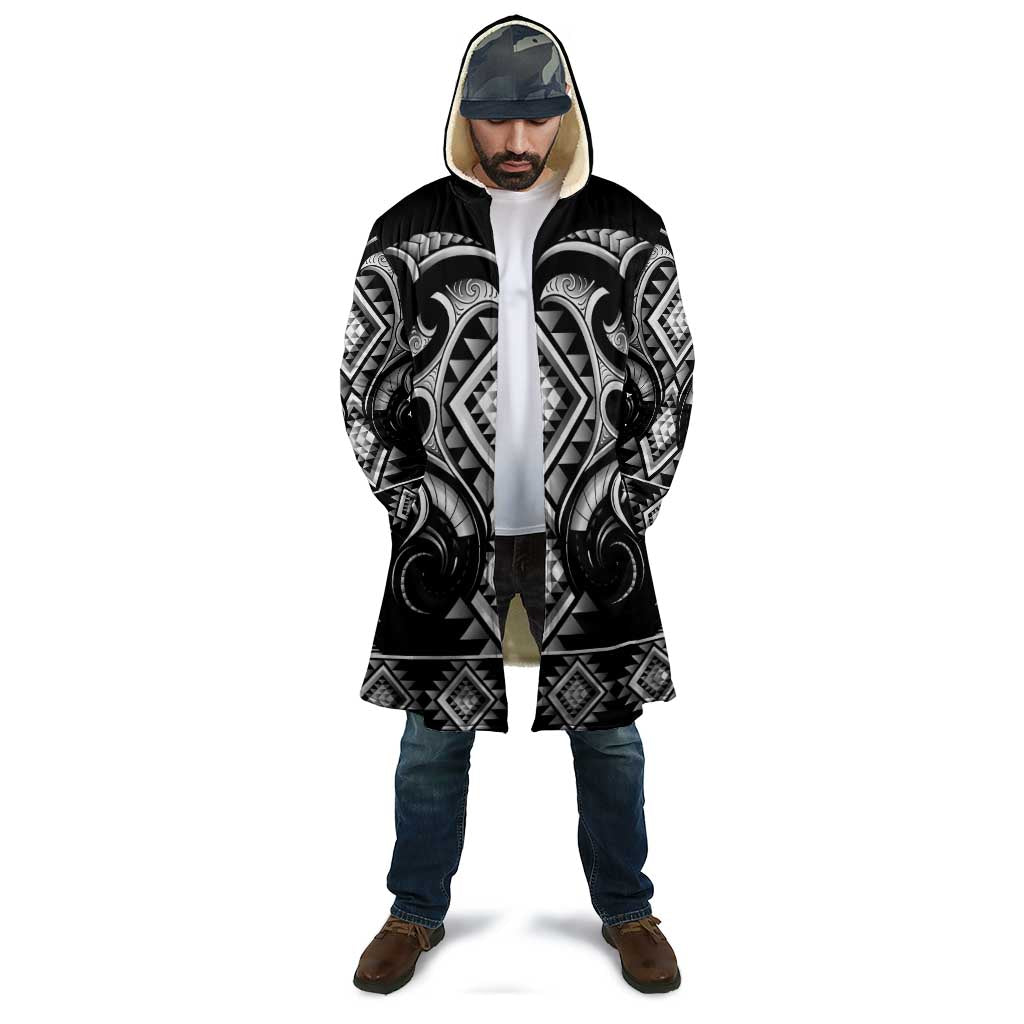 Black Ngaru Taniko With Aotearoa Maori Tattoo Cloak - Aussie Hoodie
