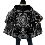 Black Ngaru Taniko With Aotearoa Maori Tattoo Cloak - Aussie Hoodie