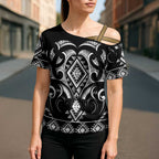 Black Ngaru Taniko With Aotearoa Maori Tattoo Cross Shoulder Shirt - Aussie Hoodie