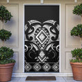 Black Ngaru Taniko With Aotearoa Maori Tattoo Door Cover - Aussie Hoodie