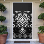 Black Ngaru Taniko With Aotearoa Maori Tattoo Door Cover - Aussie Hoodie