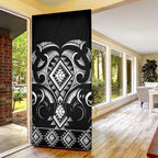 Black Ngaru Taniko With Aotearoa Maori Tattoo Door Cover - Aussie Hoodie