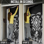 Black Ngaru Taniko With Aotearoa Maori Tattoo Door Cover - Aussie Hoodie