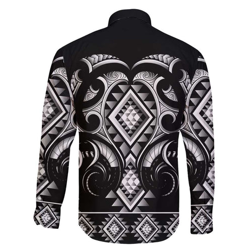 Black Ngaru Taniko With Aotearoa Maori Tattoo Family Matching Summer Maxi Dress and Hawaiian Shirt