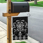 Black Ngaru Taniko With Aotearoa Maori Tattoo Garden Flag