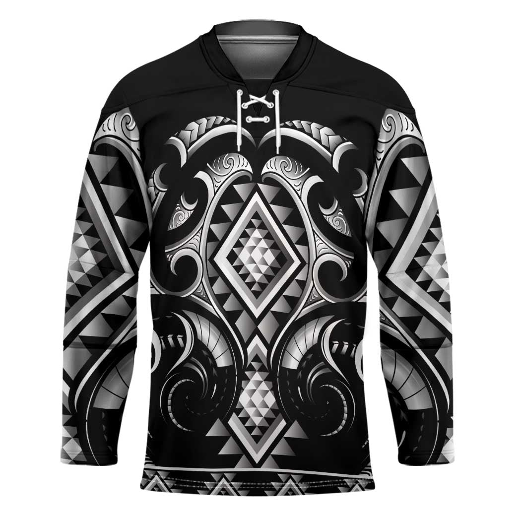 Black Ngaru Taniko With Aotearoa Maori Tattoo Hockey Jersey - Aussie Hoodie