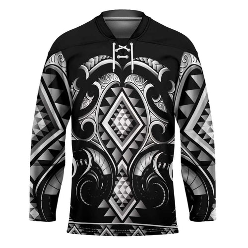 Black Ngaru Taniko With Aotearoa Maori Tattoo Hockey Jersey - Aussie Hoodie