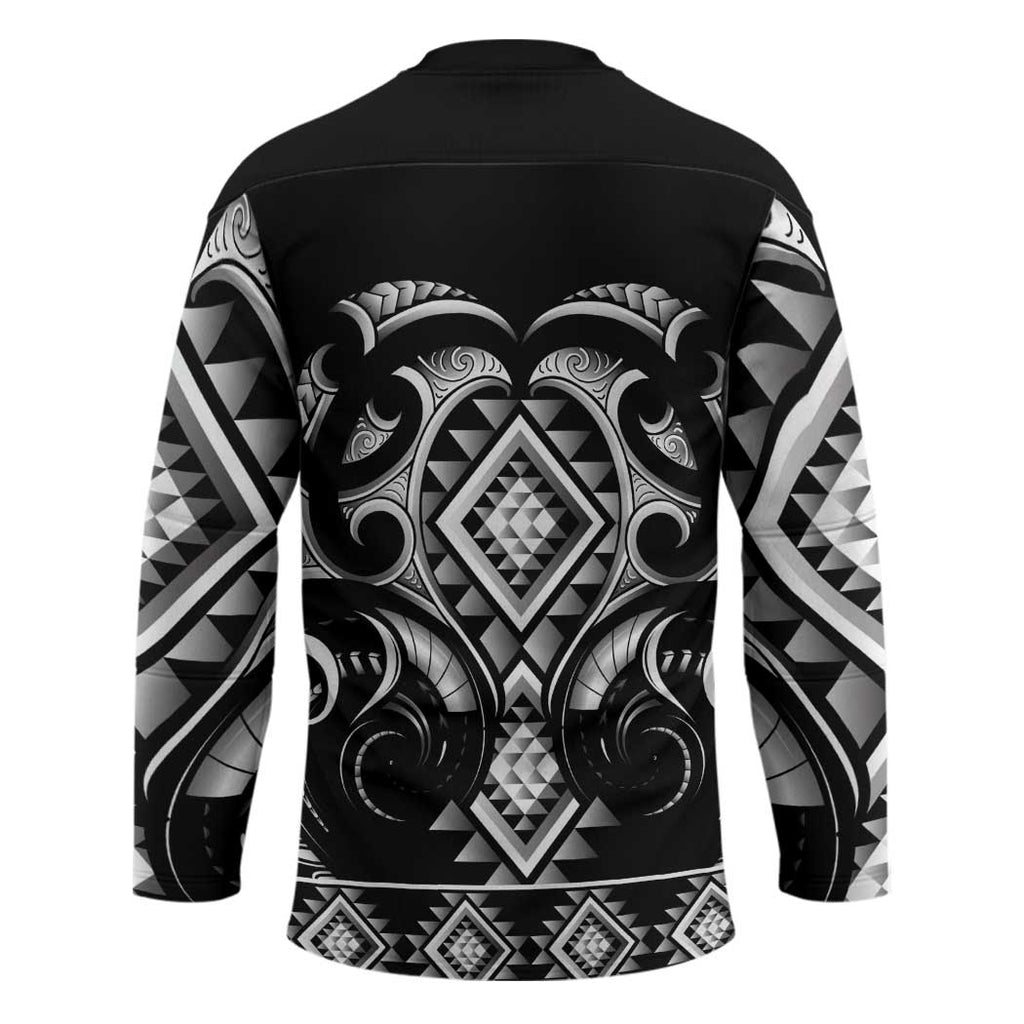 Black Ngaru Taniko With Aotearoa Maori Tattoo Hockey Jersey - Aussie Hoodie