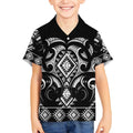 Black Ngaru Taniko With Aotearoa Maori Tattoo Kid Hawaiian Shirt