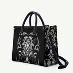 Black Ngaru Taniko With Aotearoa Maori Tattoo Leather Bag - Aussie Hoodie