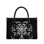 Black Ngaru Taniko With Aotearoa Maori Tattoo Leather Bag - Aussie Hoodie