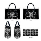 Black Ngaru Taniko With Aotearoa Maori Tattoo Leather Bag - Aussie Hoodie