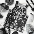 Black Ngaru Taniko With Aotearoa Maori Tattoo Men Tank Top