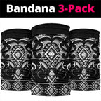Black Ngaru Taniko With Aotearoa Maori Tattoo Neck Gaiter - Aussie Hoodie