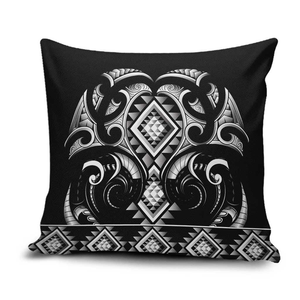 Black Ngaru Taniko With Aotearoa Maori Tattoo Pillow Cover - Aussie Hoodie