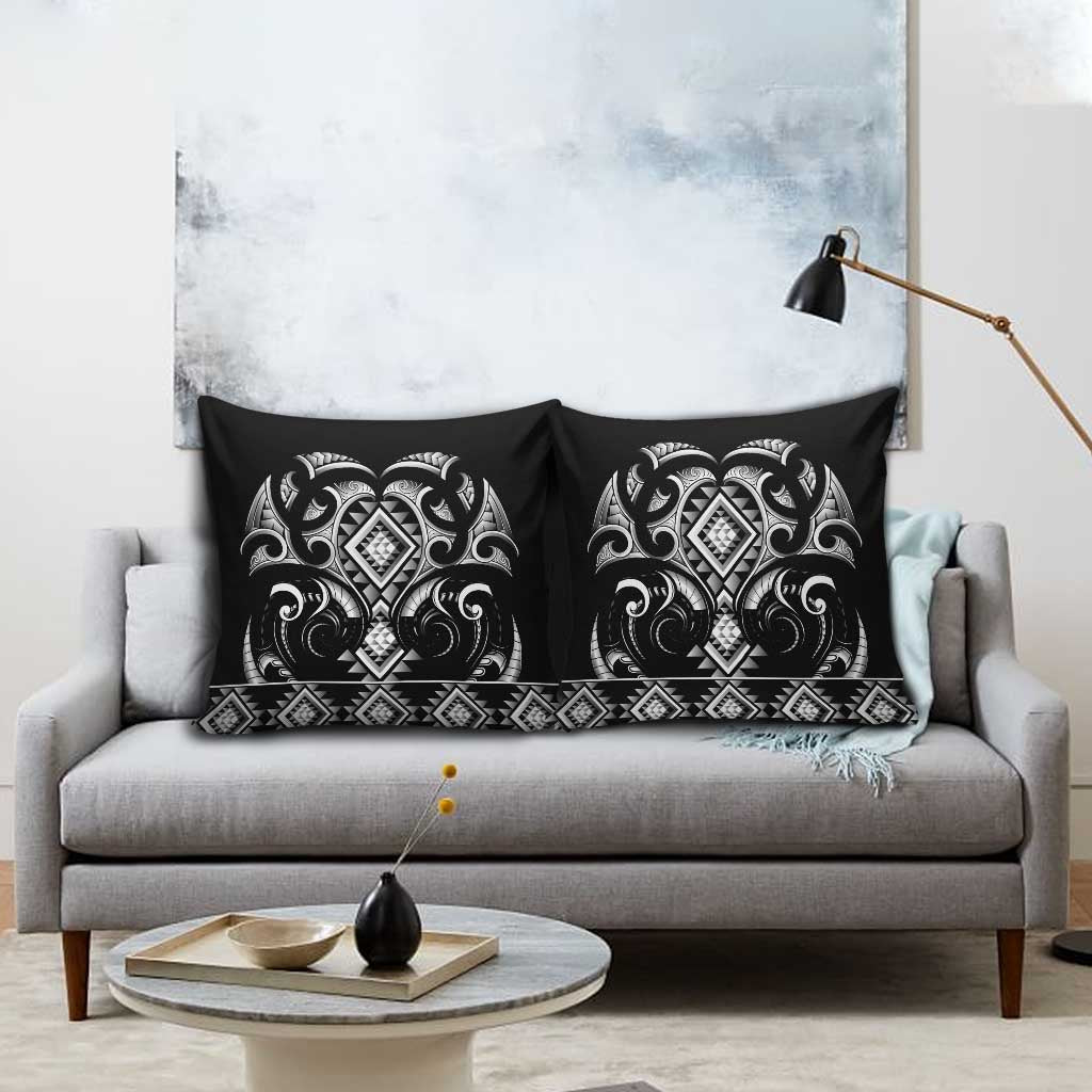 Black Ngaru Taniko With Aotearoa Maori Tattoo Pillow Cover - Aussie Hoodie