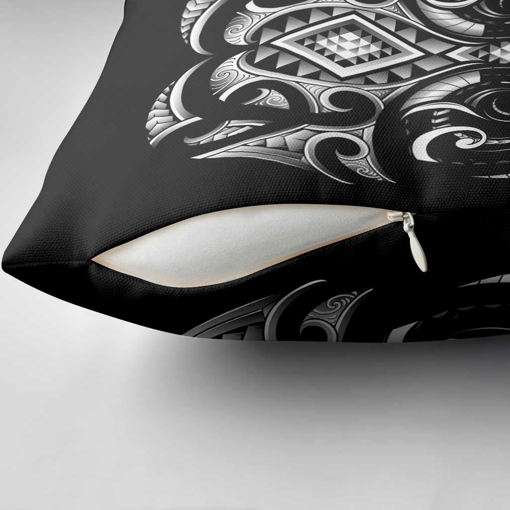Black Ngaru Taniko With Aotearoa Maori Tattoo Pillow Cover - Aussie Hoodie